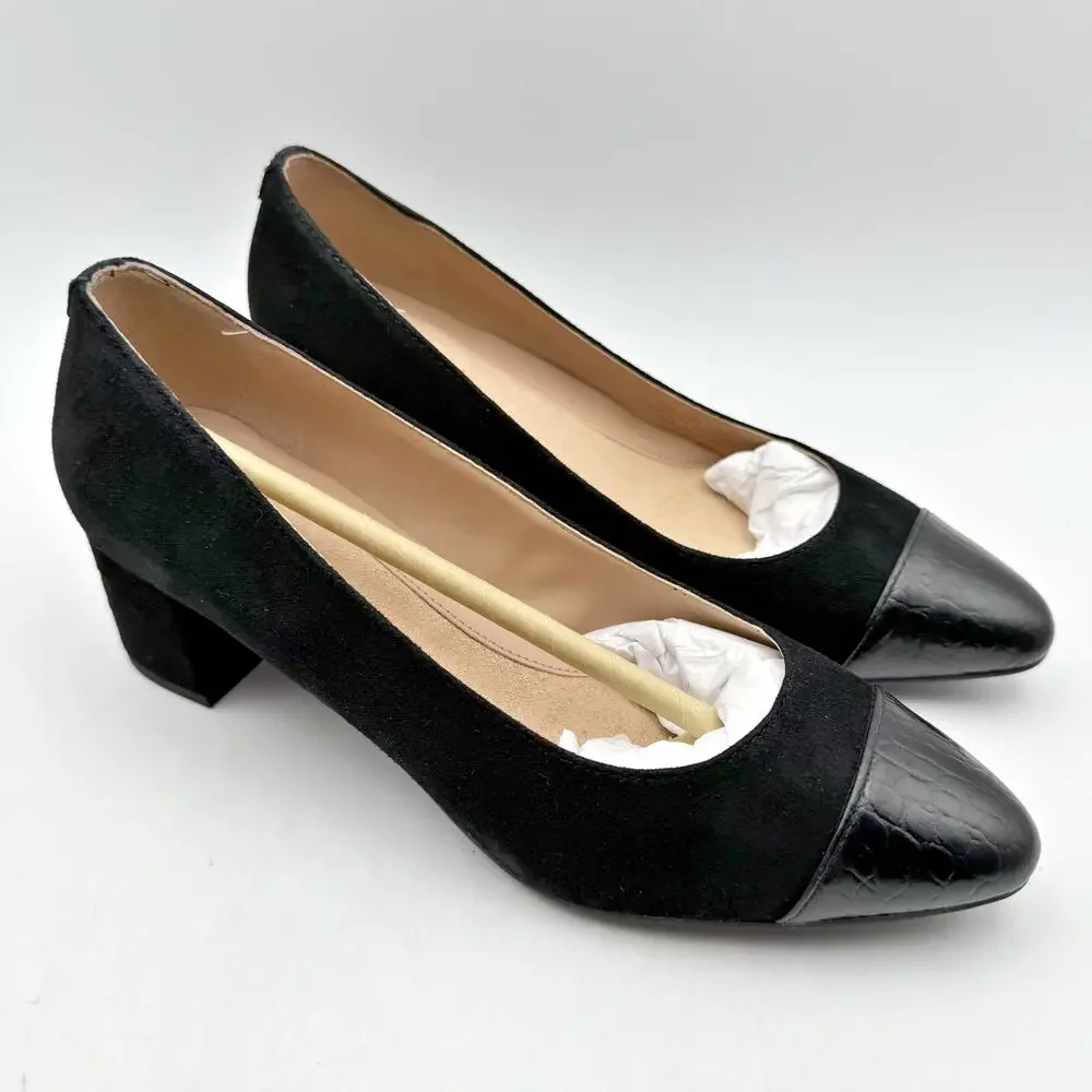 Cole Haan Womens The Go-To Pumps Size 5.5 EU 35.5 Black Suede 45 mm NIB